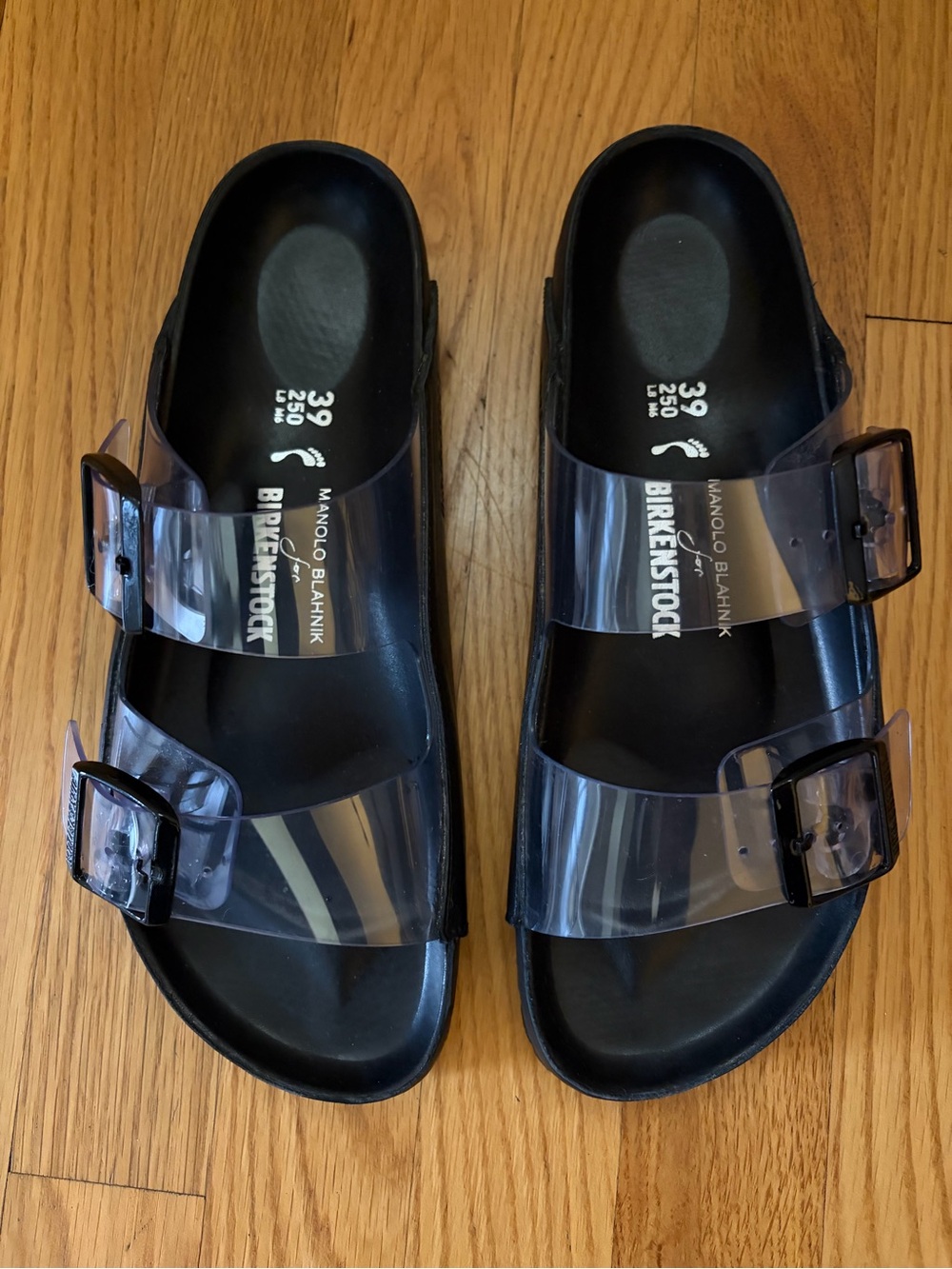 Manolo Blahnik x Birkenstock Arizona PVC Transparent Sandals Size 8 - 8.5 - Picture 8 of 13